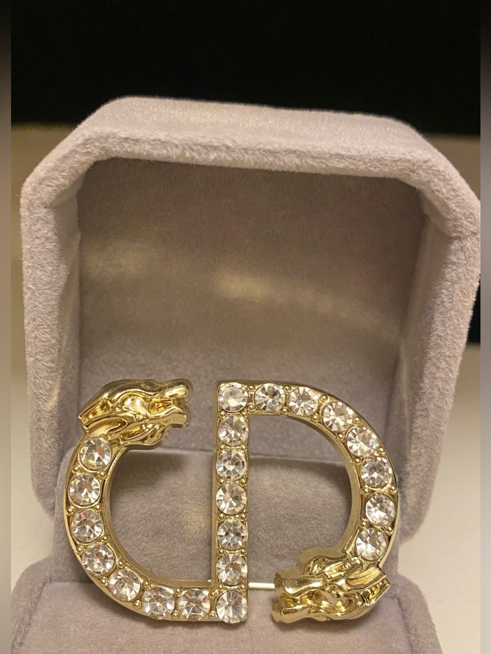 Fashion Jewelry Gold Crystal Dragon Initial C-D Luxury Brooch